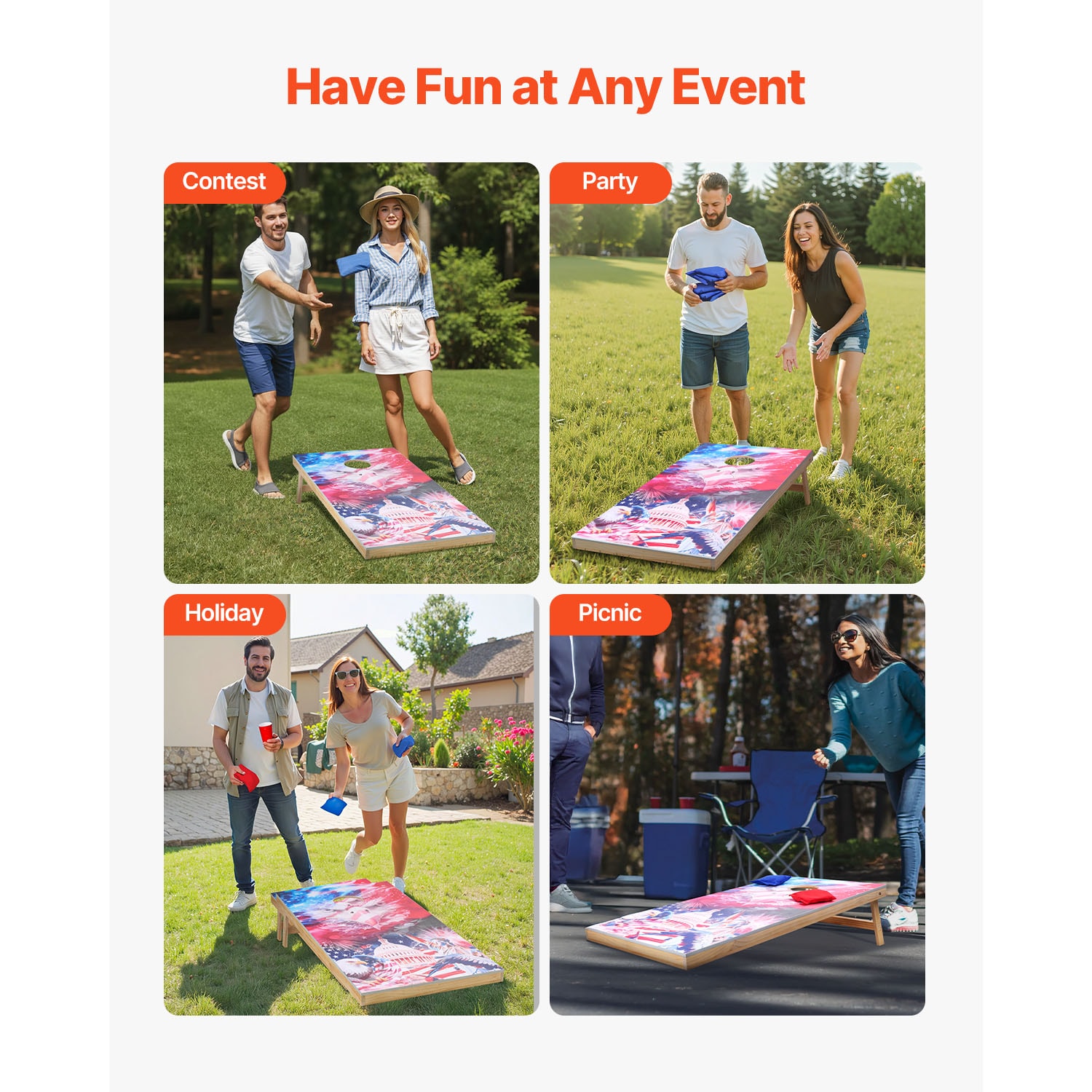 4x2ft Cornhole Set Portable Corn Hole Toss Game Board Wood 8 Bean Bag Carry Case_voghion.com